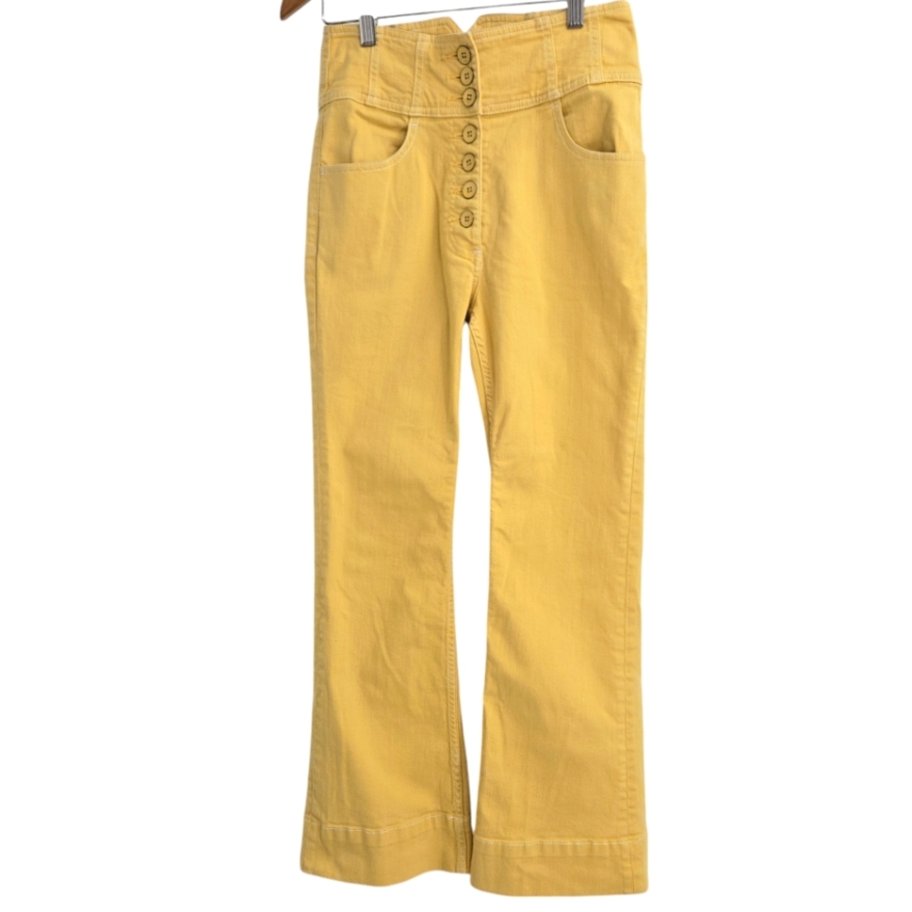 Ulla Johnson Jeans Lou‎ Mustard Button Fly Flare